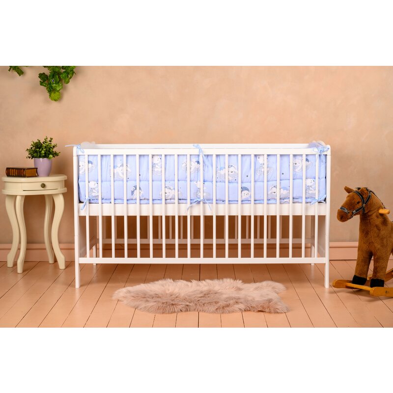Patut din lemn bebe, Transformabil si pentru junior, 140x70 cm, Din lemn de pin si mdf, Stabil si rezistent, Inaltime saltea reglabila pe 3 nivele, Laterala cu 3 bete detasabile, EN716-1, EN716-2, Alb, Babyneeds, Nadia - gogobaby.ro