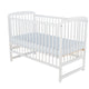 Patut din lemn bebe, 120x60 cm, Din lemn de pin, Stabil si rezistent, Inaltime saltea reglabila pe 3 nivele, Laterala cu 3 bete detasabile, EN716-1, EN716-2, Alb, Babyneeds, Ola