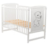 Patut din lemn bebe, 120x60 cm, Din lemn de pin si mdf, Stabil si rezistent, Inaltime saltea reglabila pe 3 nivele, Laterala cu 3 bete detasabile, EN716-1, EN716-2, Alb, Babyneeds, Timmi + Saltea 12 cm