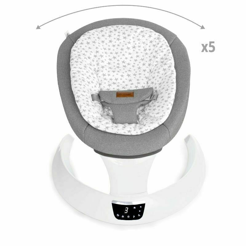Balansoar electric, Jane, Moon, Cu 5 trepte de viteza, Timer, 12 melodii si 5 sunete ale naturii, Conform cu standardul european EN 12790:2023, Iris