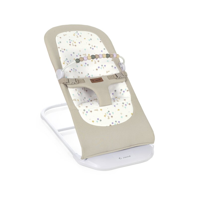 Balansoar, Jane, Baluu, Pliabil, Cu bara de jucarii si spatar reglabil in 3 pozitii, Conform cu standardul european de siguranta EN 12790:2023, Iris