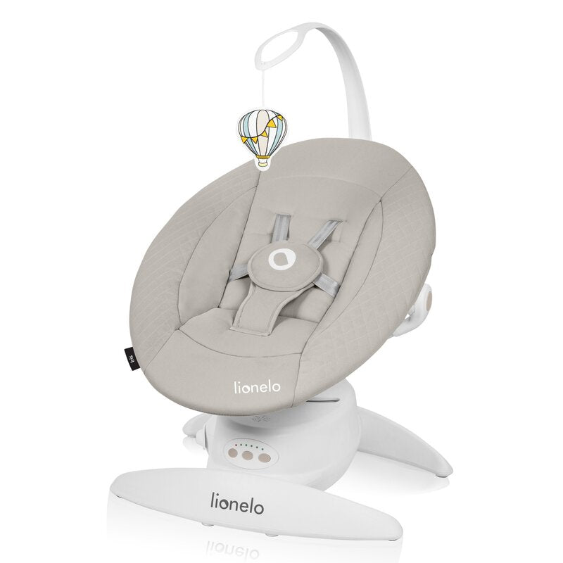 Balansoar, Lionelo, Iris, 2 in 1, Rotire 360 grade, Electric, Cu 3 moduri de leganare, Cu 5 trepte de viteza, Cu 3 pozitii de inclinare, 12 melodii, Silentios, Pana la 9 kg, Bej - gogobaby.ro
