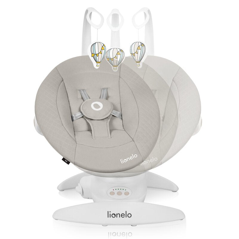 Balansoar, Lionelo, Iris, 2 in 1, Rotire 360 grade, Electric, Cu 3 moduri de leganare, Cu 5 trepte de viteza, Cu 3 pozitii de inclinare, 12 melodii, Silentios, Pana la 9 kg, Bej