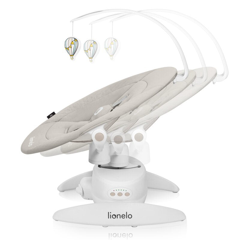 Balansoar, Lionelo, Iris, 2 in 1, Rotire 360 grade, Electric, Cu 3 moduri de leganare, Cu 5 trepte de viteza, Cu 3 pozitii de inclinare, 12 melodii, Silentios, Pana la 9 kg, Bej