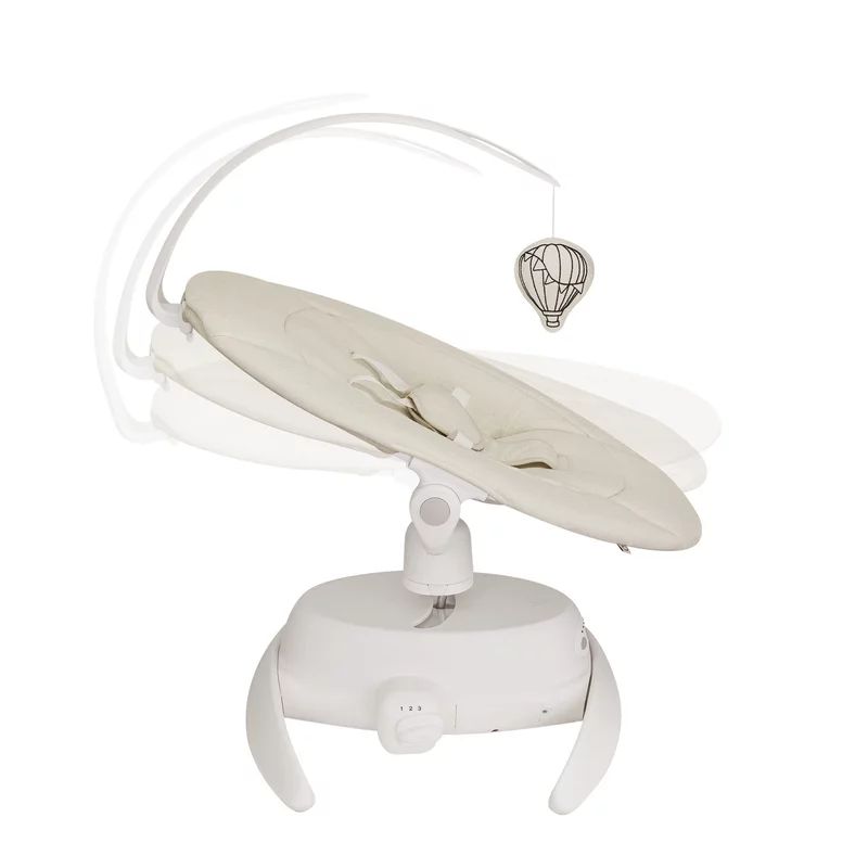 Balansoar, Lionelo, Iris Close&Cosy, 2 in 1, Rotire 360 grade, Electric, Cu 3 moduri de leganare, Cu 5 trepte de viteza, Cu 3 pozitii de inclinare, Pana la 9 kg, Alb