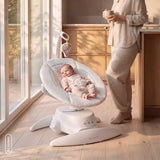 Balansoar, Lionelo, Iris Close&Cosy, 2 in 1, Rotire 360 grade, Electric, Cu 3 moduri de leganare, Cu 5 trepte de viteza, Cu 3 pozitii de inclinare, Pana la 9 kg, Alb