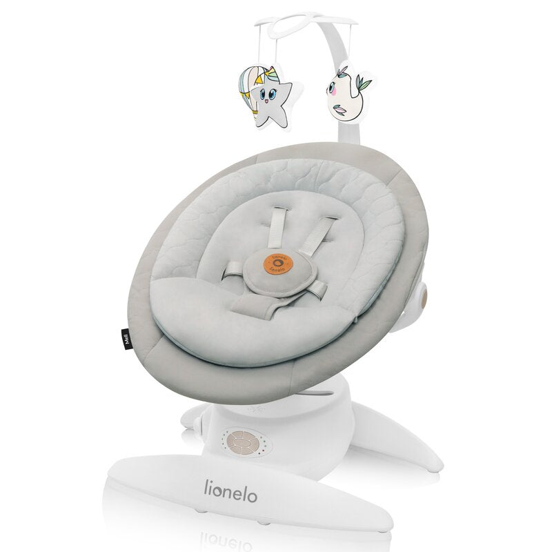 Balansoar, Lionelo, Mell, 2 in 1, Rotire 360 grade, Electric, Cu 3 moduri de leganare, Cu 5 trepte de viteza, Cu 3 pozitii de inclinare, Cu timer, 12 melodii si 2 sunete ale naturii, Pana la 9 kg, Bej - gogobaby.ro