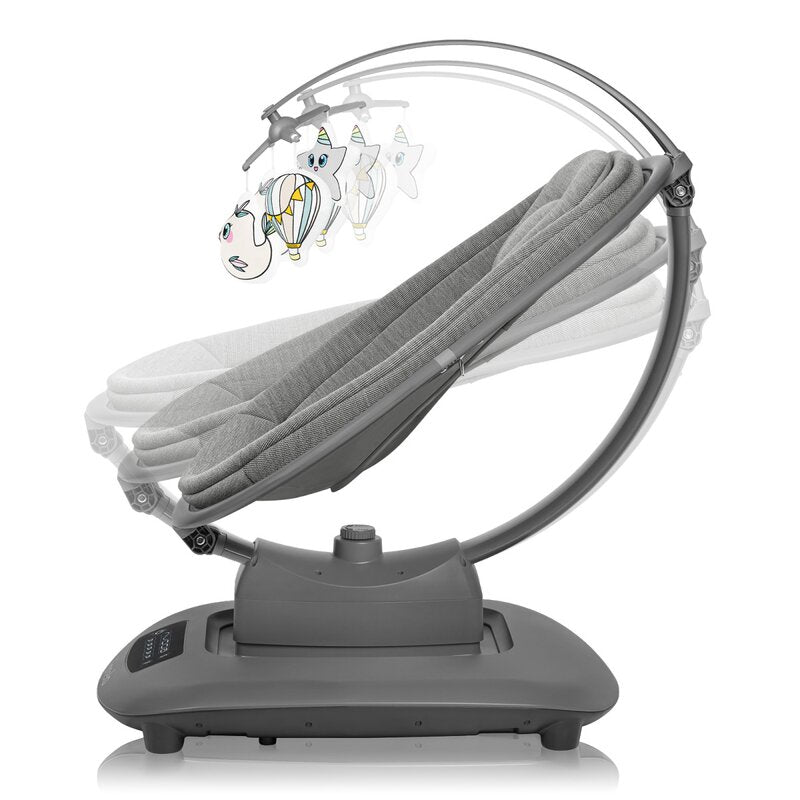 Balansoar si sezlong, Lionelo, Blossom, 5 melodii, 5 moduri de balansare, Cu jucarii, Husa respirabila, 60% bambus, Cu telecomanda, Reglare pozitie scaun pentru somn, Pana la 9 kg, Gri