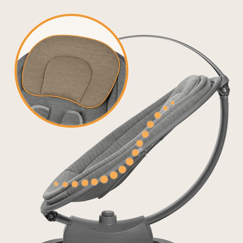 Balansoar si sezlong, Lionelo, Blossom, 5 melodii, 5 moduri de balansare, Cu jucarii, Husa respirabila, 60% bambus, Cu telecomanda, Reglare pozitie scaun pentru somn, Pana la 9 kg, Gri - gogobaby.ro