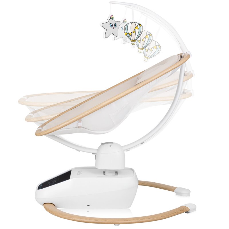 Balansoar si sezlong, Lionelo, Olivia, 2 in 1, Electric, Cu leganare 3D, 5 moduri de balansare in mai multe directii, Cu 13 melodii, Scaun pivotant la 180 grade, Reglabil, Cu arcada jucarii, Bej