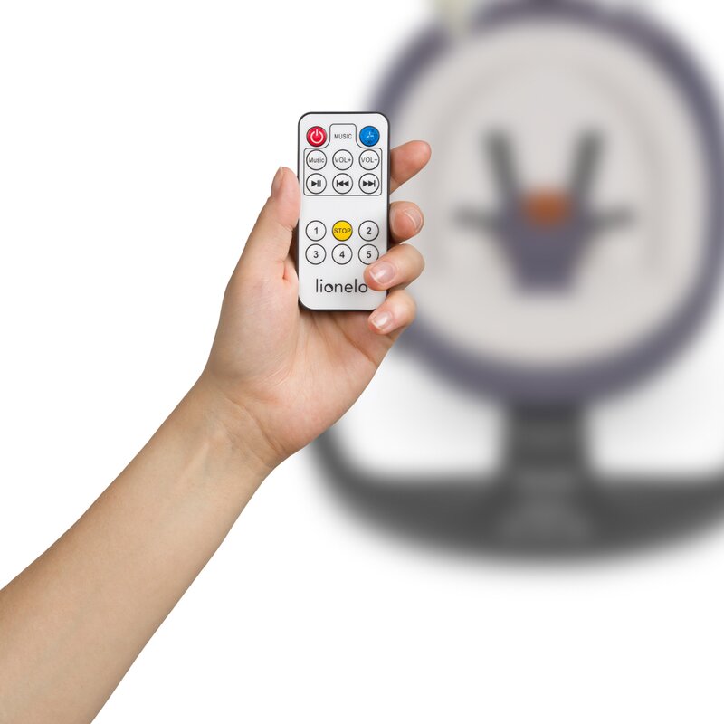 Balansoar si sezlong, Lionelo, Ralf, 2 in 1, Electric, Cu telecomanda si cablu USB, Cu miscare laterala de balansare si 5 niveluri diferite de viteza, Cu 12 melodii, Gri Grafit, Resigilat