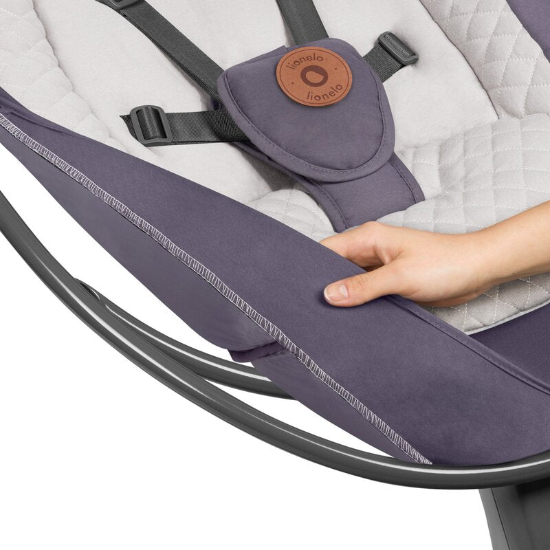 Balansoar si sezlong, Lionelo, Ralf, 2 in 1, Electric, Cu telecomanda si cablu USB, Cu miscare laterala de balansare si 5 niveluri diferite de viteza, Cu 12 melodii, Gri Grafit, Resigilat