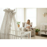 Baldachin, MimiNu, Premium, Pentru patut, Cu funda si volanas, 210x145 cm, Material certificat Oeko Tex Standard 100, Meadow
