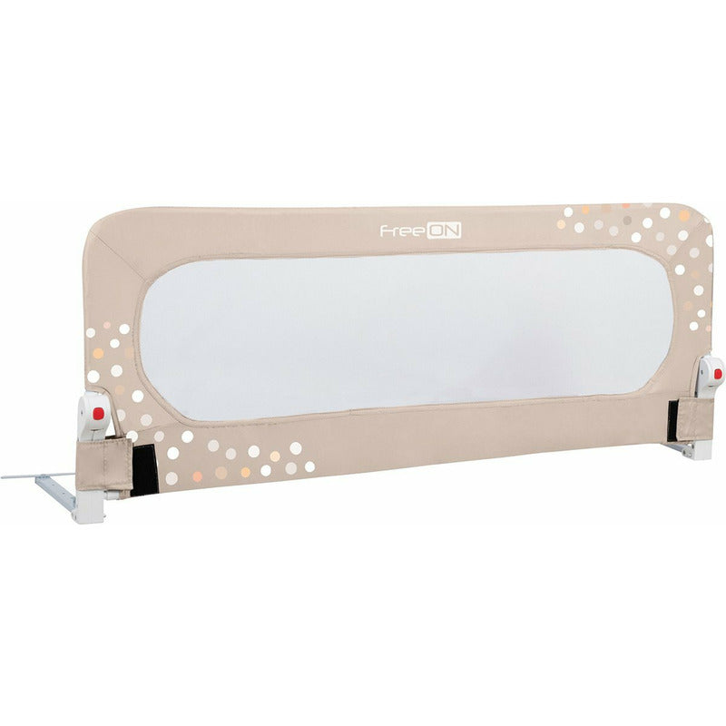Protectie laterala pat, FreeON, Pentru bebe, Rabatabila, Instalare usoara, Dimensiune 135 x 57 cm, Little Dots, Conform cu standardul european BS7972:2001+A12009, Beige - gogobaby.ro