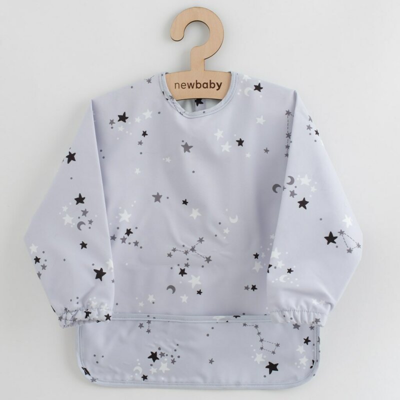 Baveta impermeabila cu maneci, New Baby, 45x36 cm, Stars