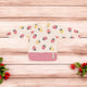 Baveta impermeabila, Petite&Mars, Cu maneci lungi, Usor de curatat, inchidere prin velcro, Dimensiune 38x42 cm, 24 luni+, Beige Strawberies