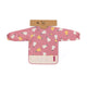 Baveta impermeabila, Petite&Mars, Cu maneci lungi, Usor de curatat, inchidere prin velcro, Dimensiune 38x42 cm, 24 luni+, Pink Pears