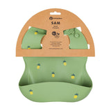Baveta moale, Petite&Mars, Take&Match, Reglabila, Cu buzunar colector, Silicon, Fara BPA, 6 luni+, Model ananas, Verde