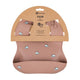 Baveta moale, Petite&Mars, Take&Match, Reglabila, Cu buzunar colector, Silicon, Fara BPA, 6 luni+, Model avioane, Roz