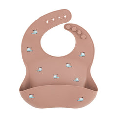 Baveta moale, Petite&Mars, Take&Match, Reglabila, Cu buzunar colector, Silicon, Fara BPA, 6 luni+, Model avioane, Roz