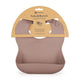 Baveta moale, Petite&Mars, Take&Match, Reglabila, Cu buzunar colector, Silicon, Fara BPA, 6 luni+, Velvet Latte, Maro pudrat