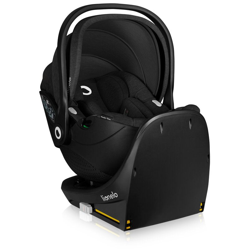 Baza scaun auto i-Size, Lionelo, Moxie Next, Rotativa 360, Cu isofix si picior stabilizator, Cu indicatori pentru instalare corecta, Compatibila cu Moxie si Moxie Next, Negru