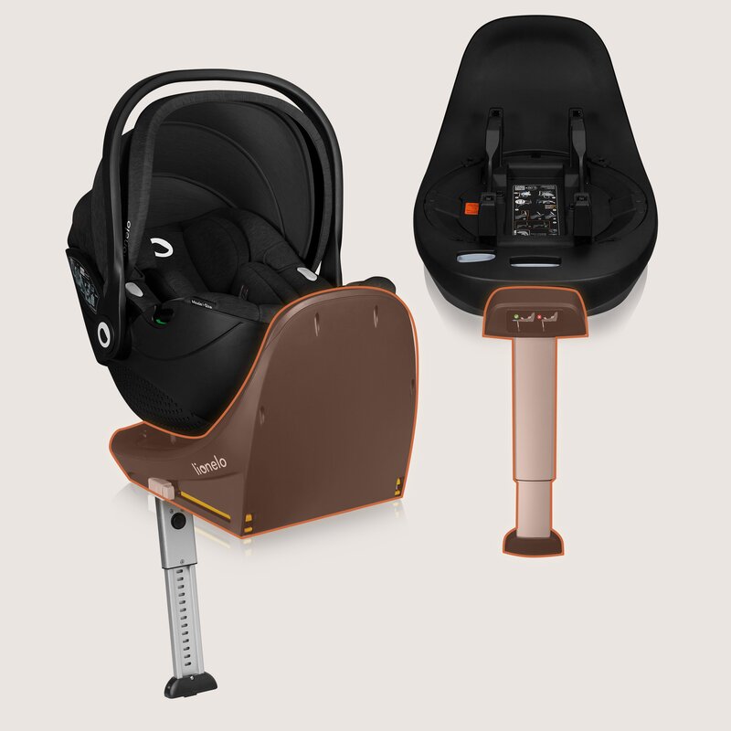 Baza scaun auto i-Size, Lionelo, Moxie Next, Rotativa 360, Cu isofix si picior stabilizator, Cu indicatori pentru instalare corecta, Compatibila cu Moxie si Moxie Next, Negru