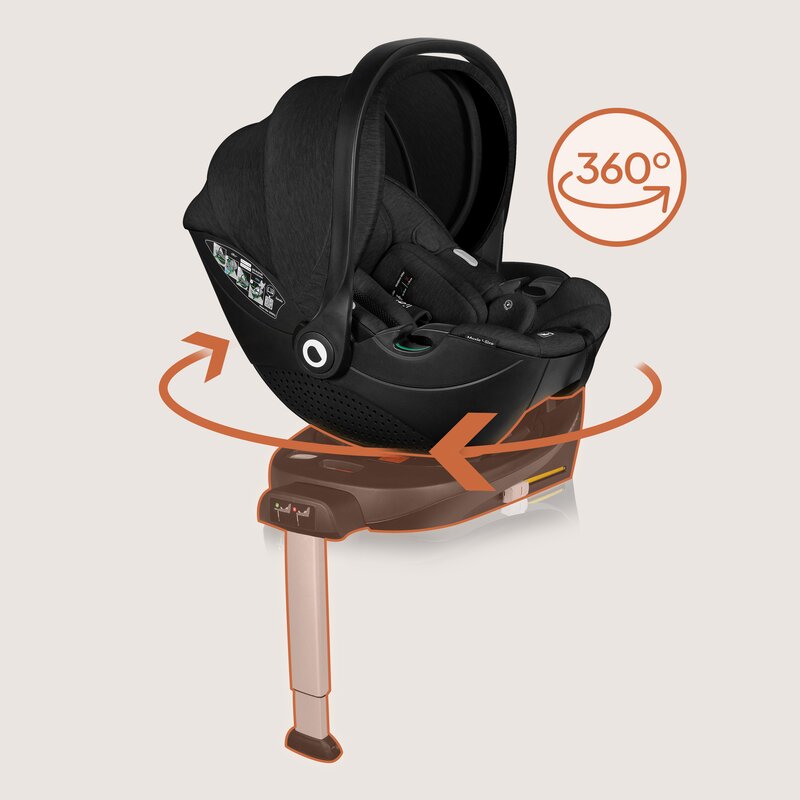 Baza scaun auto i-Size, Lionelo, Moxie Next, Rotativa 360, Cu isofix si picior stabilizator, Cu indicatori pentru instalare corecta, Compatibila cu Moxie si Moxie Next, Negru