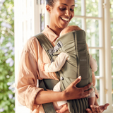 BabyBjorn - Marsupiu anatomic Mini, cu pozitii multiple de purtare, Dark Green, Tesatura