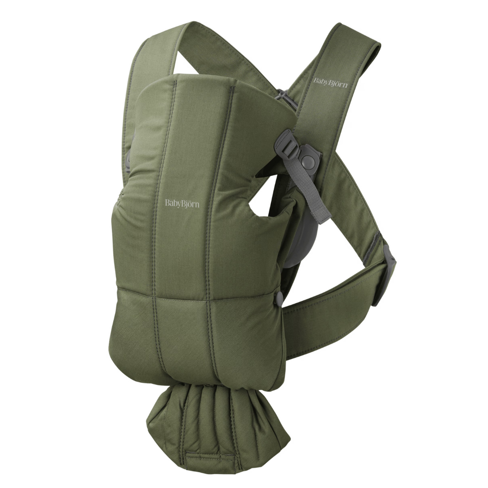 BabyBjorn - Marsupiu anatomic Mini, cu pozitii multiple de purtare, Dark Green, Tesatura