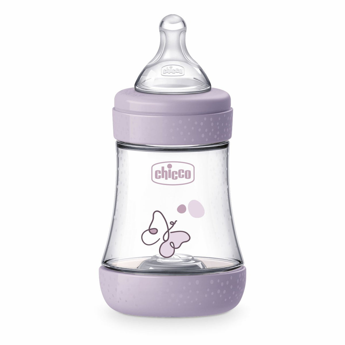 Biberon Chicco Perfect5 150ml, biofunctional, anti-colici, tetina silicon, flux lent, fata, 0luni