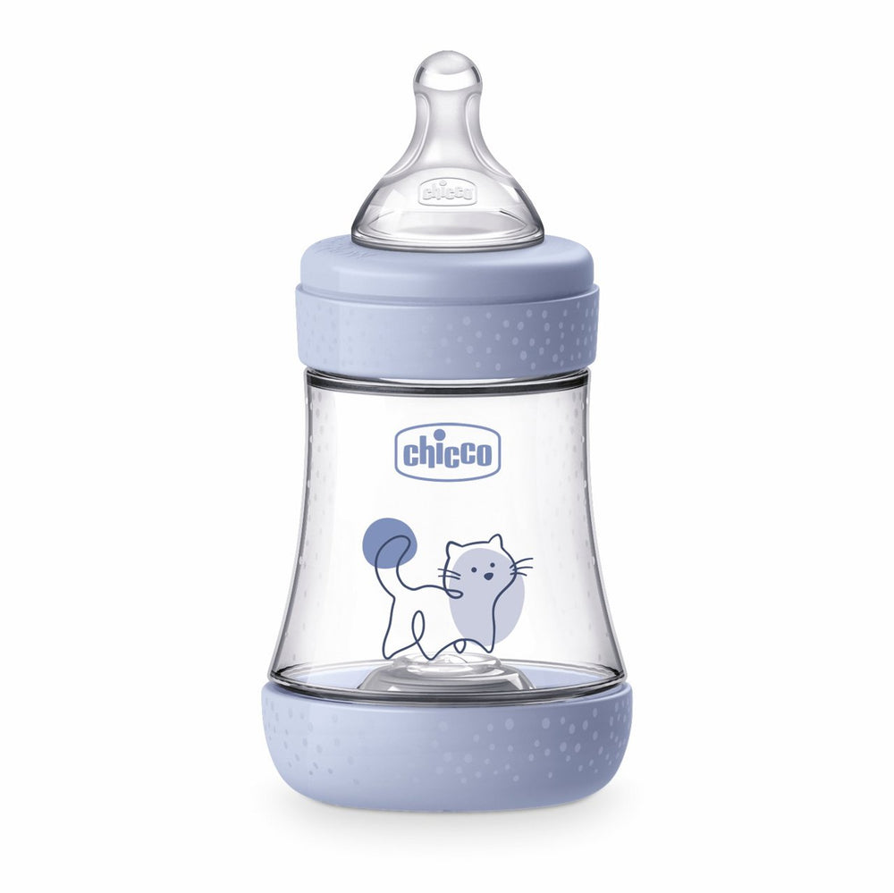 Biberon Chicco Perfect5 150ml, biofunctional, anti-colici, tetina silicon, flux lent, baiat, 0luni