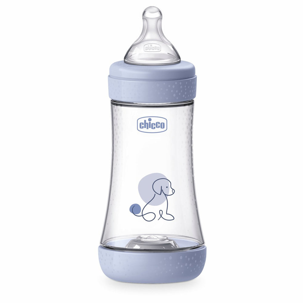 Biberon Chicco Perfect5 240ml, biofunctional, anti-colici, tetina silicon, flux mediu, baiat, 2luni