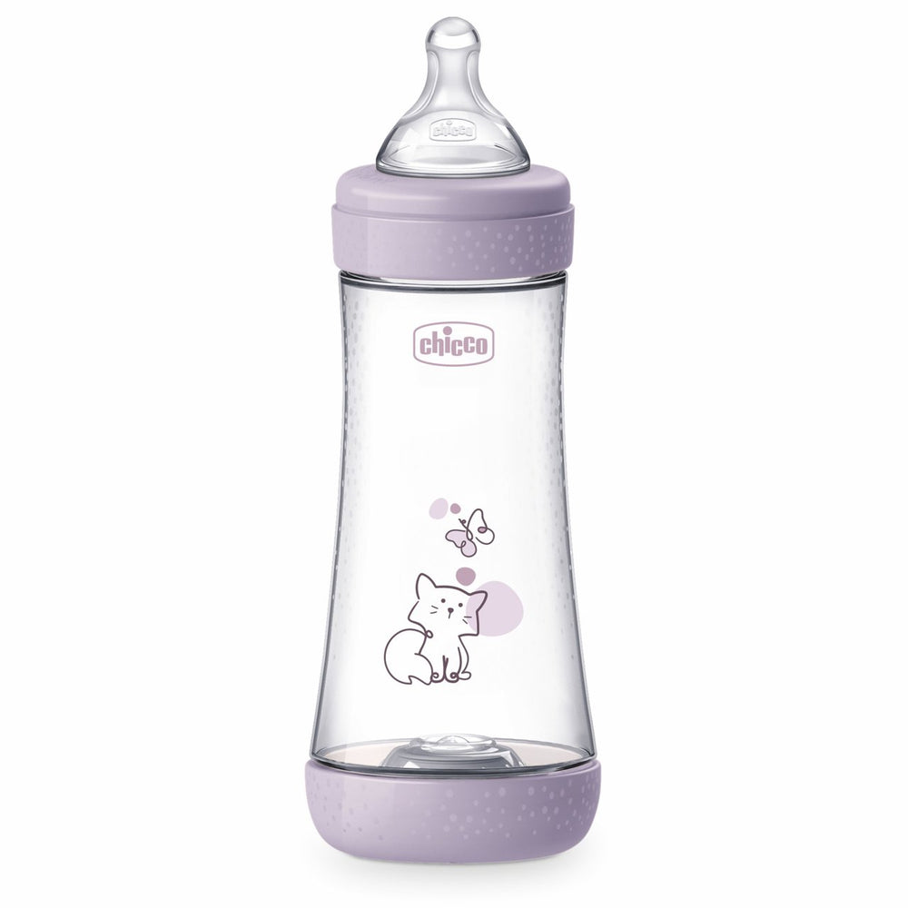 Biberon Chicco Perfect5 300ml, biofunctional, anti-colici, tetina silicon, flux rapid, fata, 4luni