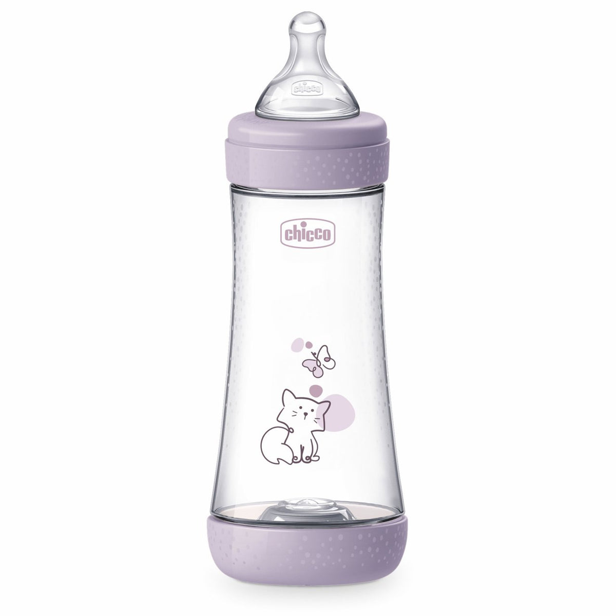 Biberon Chicco Perfect5 300ml, biofunctional, anti-colici, tetina silicon, flux rapid, fata, 4luni