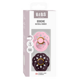 BIBS - Set 2 suzete Boheme Latex, tetina rotunda, 0 luni +-Baby Pink/Plum