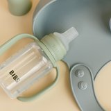 BIBS - Set biberon tip Sippy Cup PP 150 ml cu cioc din silicon și sistem antipicurare, Sage