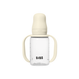 BIBS - Set biberon tip Sippy Cup PP 150 ml cu cioc din silicon și sistem antipicurare, Ivory