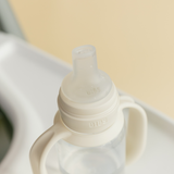 BIBS - Set biberon tip Sippy Cup PP 150 ml cu cioc din silicon și sistem antipicurare, Ivory