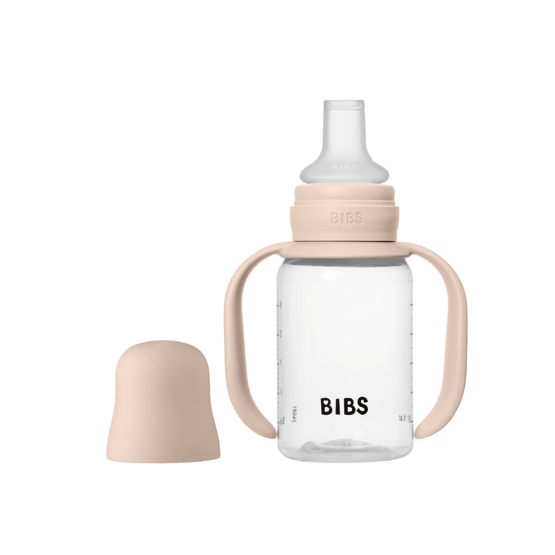 BIBS - Set biberon tip Sippy Cup PP 150 ml cu cioc din silicon și sistem antipicurare, Blush - gogobaby.ro