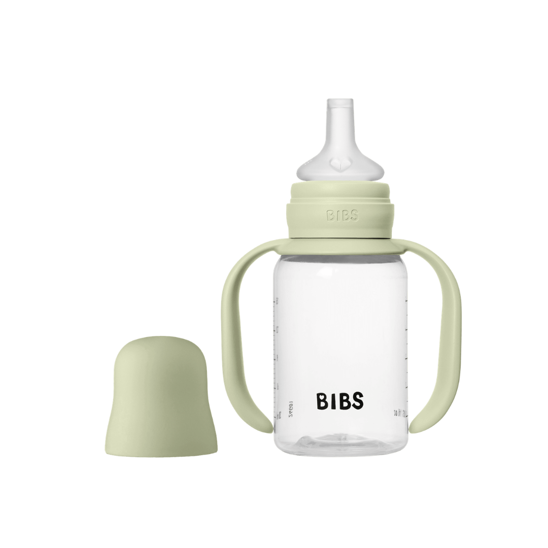 BIBS - Set biberon tip Sippy Cup PP 150 ml cu cioc din silicon și sistem antipicurare, Sage - gogobaby.ro