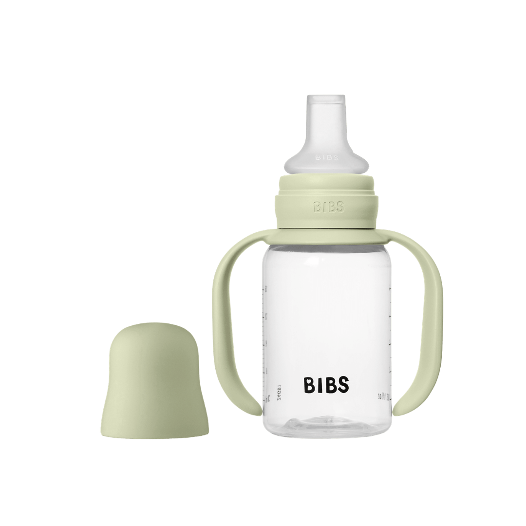 BIBS - Set biberon tip Sippy Cup PP 150 ml cu cioc din silicon și sistem antipicurare, Sage - gogobaby.ro