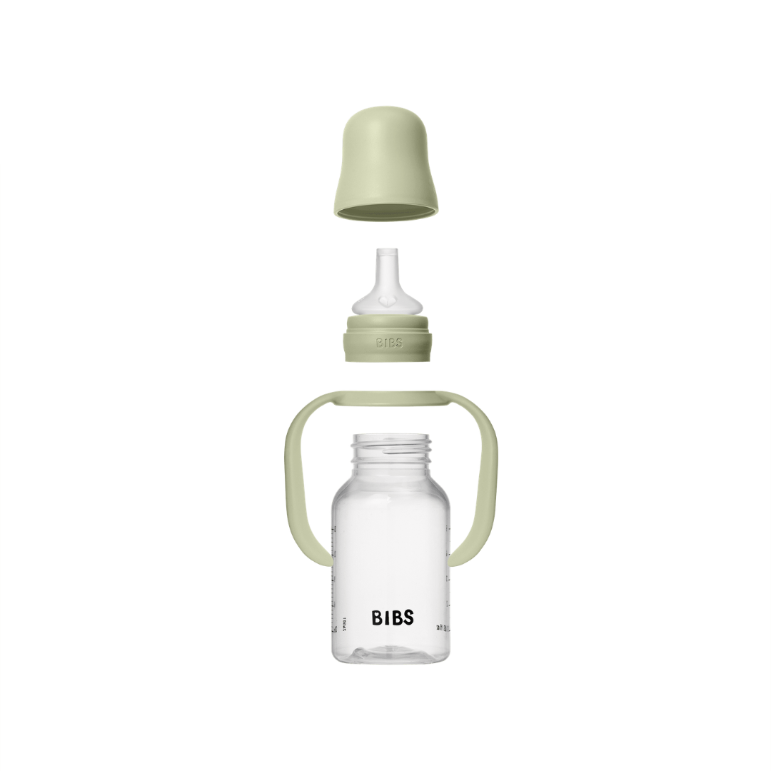 BIBS - Set biberon tip Sippy Cup PP 150 ml cu cioc din silicon și sistem antipicurare, Sage - gogobaby.ro
