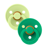 BIBS - Set 2 suzete Colour Latex, tetina rotunda, 0 luni +-Matcha/Cactus