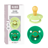 BIBS - Set 2 suzete Colour Latex, tetina rotunda, 0 luni +-Matcha/Cactus