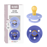 BIBS - Set 2 suzete Colour Latex, tetina rotunda, 0 luni +-Hush/Grape