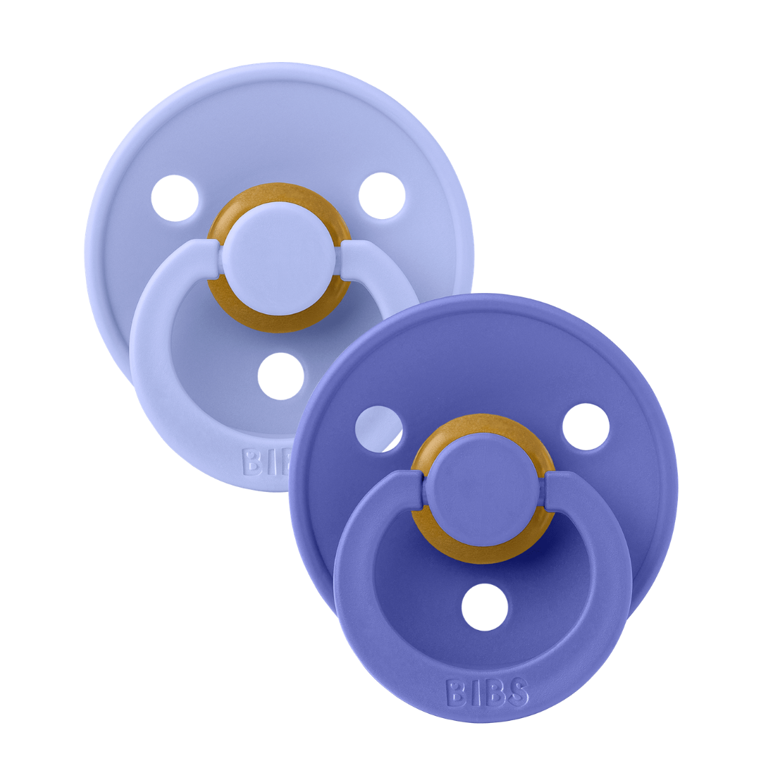 BIBS - Set 2 suzete Colour Latex, tetina rotunda, 6 luni +-Hush/Grape
