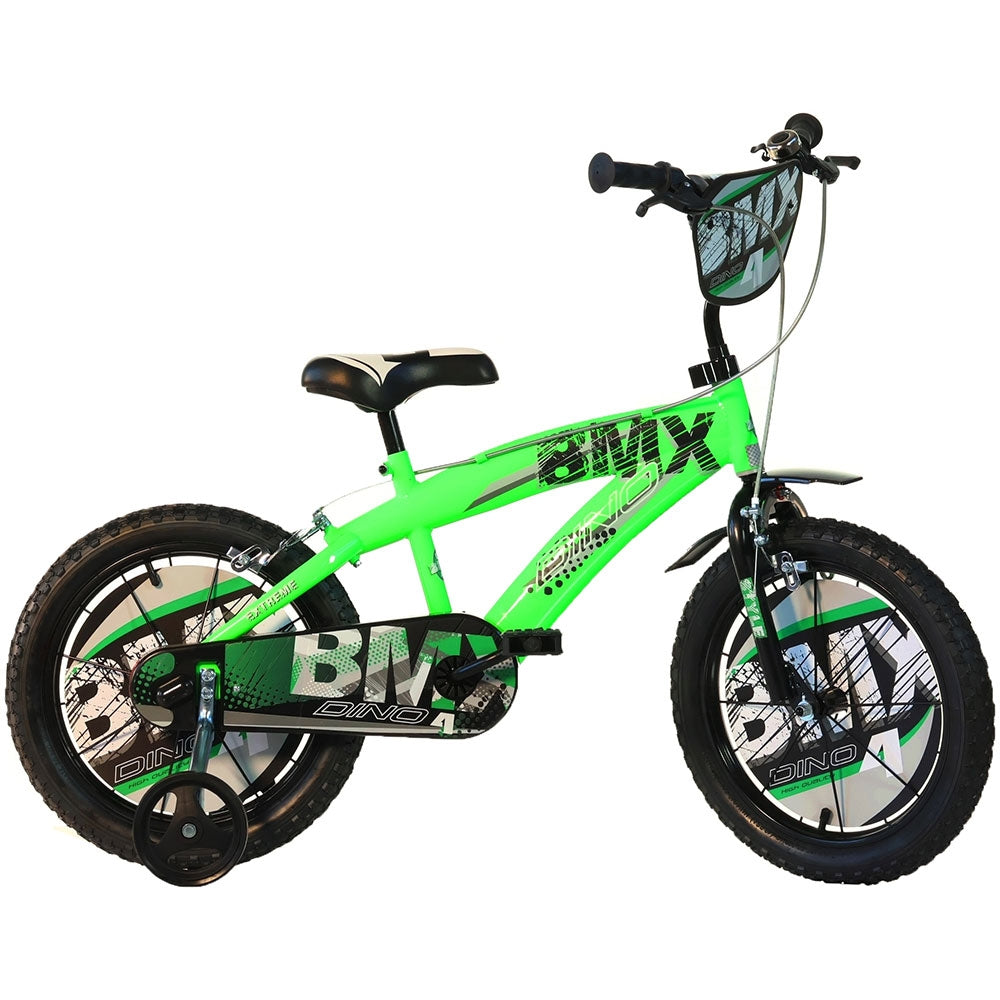 Bicicleta copii Dino Bikes 16' BMX negru si verde - gogobaby.ro