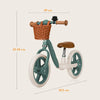 Bicicleta fara pedale, Lionelo, Alex Plus, Usoara, Cu ghidon si sa reglabile, Include cos depozitare si sonerie, Din otel, Cu roti din spuma EVA, 12 inch, Green Forest