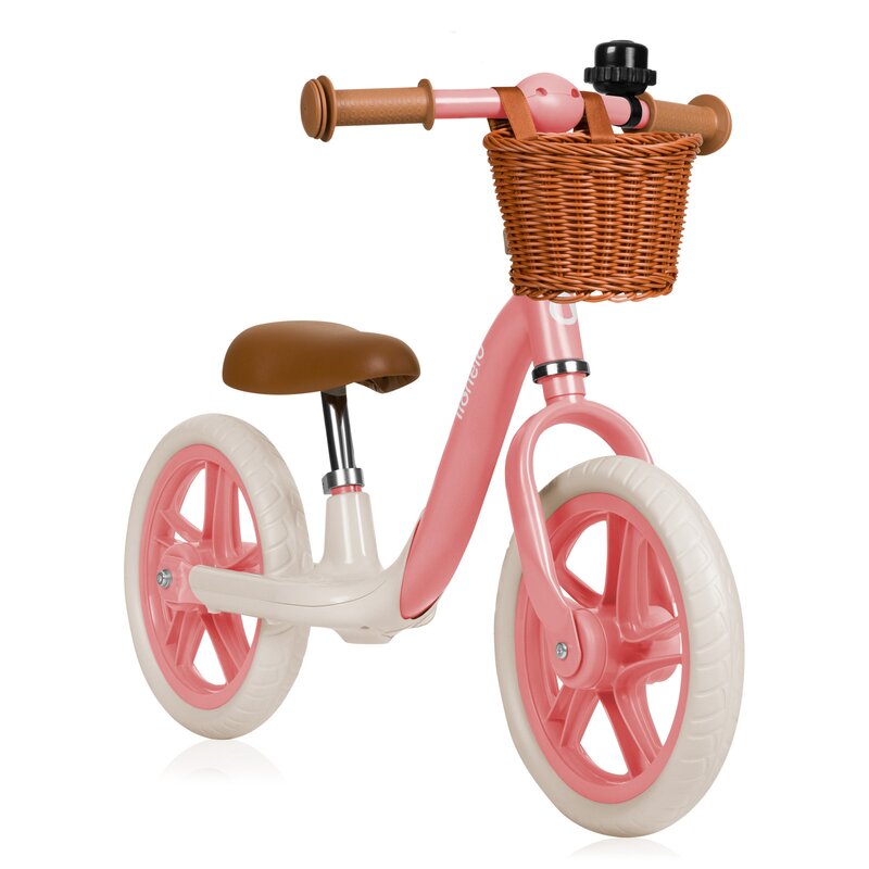 Bicicleta fara pedale, Lionelo, Alex Plus, Usoara, Cu ghidon si sa reglabile, Include cos depozitare si sonerie, Din otel, Cu roti din spuma EVA, 12 inch, Pink Rose - gogobaby.ro